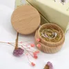 Boîte à bijoux en bois de hêtre Petite boîte de rangement ronde Anneau vintage rétro pour mariage Caisse en bois naturel Organisateur Conteneur ZZA13013