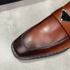 Tasarımcı-Lüks Erkekler Elbise Ayakkabı Marka Vintage Klasik Kahverengi Erkek Loafer'lar Boyutu 38-44 Model QL0227
