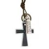 Letter ID Enamel Jesus Cross Necklace Adjustable Leather Chain Pendant Necklaces for women men punk Fashion jewelry gift will and sandy