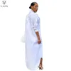 Luxury Designer White Chiffon Shirt Long Dress Elegant Young Casual Fashion Full Sleeve Women Straight 220613