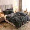 Nordic Pure Color Plüsch zottelige Bettbedeckung mit Kissenbezügen pelziger Winter warm warmes Kawaii -Bettwäsche -Set Luxus -Einzelbett -Sets