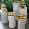 Ny festdekoration 2022 Round 3st 5st Risers White Iron Cylinder sockel Display Pedestal Wedding Decorations DD