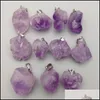 Konst och hantverk Natural Stone Amethyst Crystal Irregar Shape Charms Pendant For Jewely Making B Sports2010 Drop Delive DHR9U