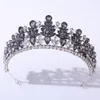 Kryształy ślubne nakrycia korony akcesoria do włosów ślubne rhinestone tiara diadem królowa dla narzeczonych dziewczyna konkurs biżuteria barokowa quinceanera granatowa niebieska brzoskwinia czarna