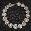 Bracelet chaîne à maillons en forme de cœur pour femmes, scintillant, bijoux de mariée, cadeau pour amour, petite amie