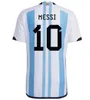 2022 2023 3 نجوم الأرجنتين لكرة القدم قمصان 22 23 Messis Dybala di Maria Martinez de Paul Maradona Fernandez Kids Kit Men Women Football Shirt Player نسخة