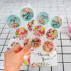 Cadeau cadeau merci carte ensemble enveloppes de fenêtre mélanger couleurs guirlande de fleurs autocollants message décoration inscriptible