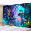 Boho Decoration Home Decor Psychedelic Mushroom 3D Printing Tapestry Hippie Fantasy Colorful Art Wall Carpet Mandala Hanging J220804