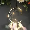 Dekorative Objekte Figuren Mond Traumfänger mit Feder LED-Lichtfänger Wandbehang Dekorationen Ornamente Kunsthandwerk Viel Glück
