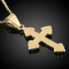 Small Cross Pendant Chain for Women Men 18k Yellow Gold Filled Fashion Simple Crucifix Jewelry Gift