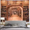 Sepyue Library Bookshelf Hanging Wall Art Wall Carpet Printed For Bedroom Background Home Decor J220804