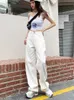 Femme Jeans Casual Taille Haute Jambe Large Denim Pantalon Long Pantalon Blanc Streetwear Vintage Mode Harajuku Droite 220330