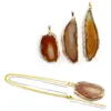 Pendant Necklaces Natural Druzy Geode Agate Slice Gold Plated Crystal Gemstone Necklace Sweater Chain Charm JewelryPendant8227965