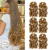 22 pouces Bouncy Tressage Vague Lâche Crochet Cheveux Français Bouclés Tressage Cheveux Synthétiques Extensions de Cheveux Ondulés Pour Les Femmes Noires 75 g/pack LS04