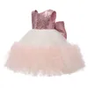 2022 Carino bella ragazza con paceant abiti paillettes cristallo ruffles a linea tulle fiore ragazza abiti paillettes robes de fête fiore ragazze abiti