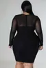 Plus size jurken vrouwen 5xl hol uit elegant mesh 2022 herfstfeestclub outfit lady mode avondjurken groothandelplus