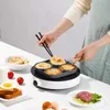 UPORS 4 Hole Frying Pan Non Stick Breakfast Burger Egg Pancake Maker Wooden Handle Stone Four Hole Omelet Pan 220423