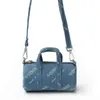 Einkaufstaschen Mini Mini Zylinder neue weibliche konkave Form schöne Minderheit Denim Messenger Bag 220420