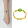 Titanium Steel Armband for Women Lady Love Bangles mode Populära afrikanska smycken Dubai Green Diamond Designer Armband Kvinnlig brudbröllop Tillbehör Lyx