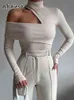 Женские топы Абдизо вырезали ребристые рубашки с длинным рукавом Turtleneck Women 202 T220823