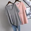 Summer Womens Tshirt Korean Loose Oversized Tshirt Large Size Diamond Vneck Covering Belly Short Sleeve Tshirt Women 220613