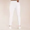 Męskie Dżinsy Hip Hop White Moto Skinny Ripped Pure Color Elastyczne Dżinsy Spodnie Mężczyzna Casual Talia Jogging Ołówek 220408