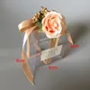 Cadeau cadeau 10pcs / lot boîtes de bonbons PVC transparent faveurs de mariage et cadeaux boîte carrée ruban de fleur emballage romantique sac cadeau