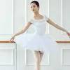 Sahne Giyim Profesyonel Performans Balesi Swan Lake Tutu Beyaz Siyah Elastik Bel Yetişkin Balerin Sabit Örgü Tül Etek Tutus