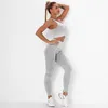 Kvinnors tvåbitar byxor Kvinnor Knit Jacquard Set Seamless Fitness High Elastic Push Up Bh Two-Piece Suit Quick Dry Waist Workout Set Femmew
