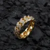 Ring Hip Link Hop Chain 8mm Zircon-vergulde Real Gold Trend Heren Ring Nieuw
