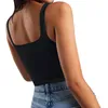 Canotte da donna Camis Fitness da donna Strappy Doppio strato Casual Top Allenamento O Crop Canotta senza maniche Camicetta nera Sleep Top WomenW