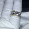 Set di pavimenti di lusso 220pcs Aaaaa zircone bianco Goldrose Gold Engagement Charming Ring per donne 220728