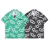 Designer Blouse Shirts Men's Fashion Flower Hawaii silk bowling shirt Casual Shirts Men Short Sleeve Dress Paisley Patchwork Button Front