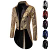 Shiny Gold Sequins Glitter Tailcoat Suit Jacket Male Double Breasted Wedding Groom Tuxedo Blazer Men Party Stage Prom Costume 220705
