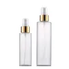 Frost PET bouteille en plastique 100ML or argent anneau atomiseur pompe cosmétique vaporisateur parfum emballage bouteille rechargeable