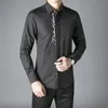 Europe mode hommes petit haut marque affaires hommes robe chemises à manches longues mince Chemise homme haute qualité coton 220330