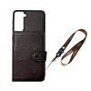 Vacker brun blommor retro crossbody card plånbok designer telefonfodral för Samsung Galaxy S10 S20 S21 S22 Obs 10 20 21 22 Plus Ultra Hangbag Case Cover