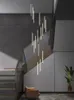 펜던트 램프 LED 스트립 샹들리에 계단 램프 북유럽 디자이너 긴 검은 색 /골든 미니멀리스트 거실 나선형 계단