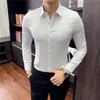 Koszulki męskie Dybzacq 2022 Modna koszula z długim rękawem Solid Slim Fit Male Social Casual Business Biały czarny 5xl 6xl 7xl 8xl Vere22