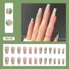 False Nails 24Pcs Long Ballet Matte With Glue Green Purple Flame Detachable Press On Acrylic Fake Nail Tips Manicure ToolsFalse