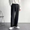 Pantaloni da uomo Solid Full Baggy Pantaloni casual a gamba larga per uomo Khaki Nero Bianco Pantaloni stile giapponese streetwear oversize Uomo 220713