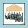 Bengelen kroonluchter oorbellen sieraden Boheemse vintage etnische stijl metalen tassel oorbel voor vrouwen retro carving bloem dhyx8