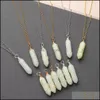 Konst och hantverk Hexagonal Cylindrical Crystal Stone Necklace Glow in the Dark Luminous Wire Wrap Stones Pendant Neckor J Sports2010 DQ5