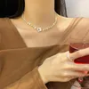 Gargantillas Moda Camelia Pearl Zircon Gargantilla Collar Lindo Cadena Colgante Para Mujeres Joyería Chica Regalo DropChokers