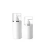 White Plastic Bottle Flat Shoulder PET Clear Cover With Silver Ring Lotion Press Pump Empty Cosmetic Packaging Refillable Container 250ml 300ml 400ml 500ml