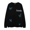 Moishe Tide Brand High Street Butterfly Print Round Neck Sweater Sweater Loose Ins Hip-Hop Couple Casual Coat