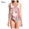 Anime Darling In The Franxx Zero Two 3D Print Girls Onepiece Swimsuit Sleeveless Slim Sexy Womens Swimwear Summer 220617
