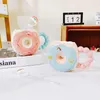 Mugs Ting Ke Home-Decor Ceramic Donut Mug Korean Cute Macaron Color Couple Coffee Cup Ornaments Home Office Water CupMugs