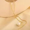 Collane a sospensione semplice perla geometrica collana oro girocollo per donne incantesimi di moda spessi collegamenti di gioielleria vintage femminile