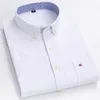Camicie in cotone di marca per uomo Manica corta Estate Taglie forti Plaid a righe Uomo Business Casual Bianco Vestibilità regolare 220330